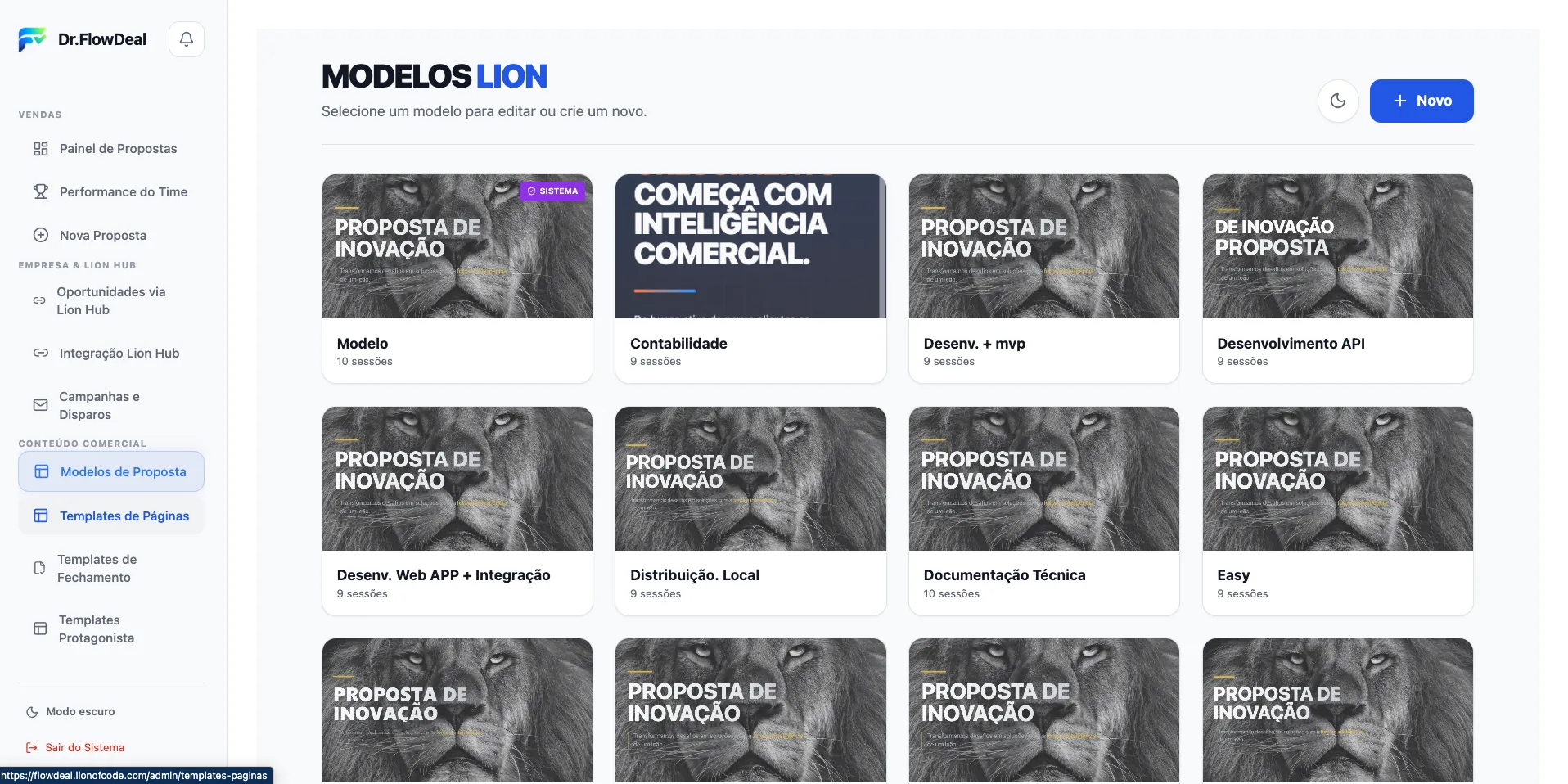 Área de modelos do Dr. FlowDeal