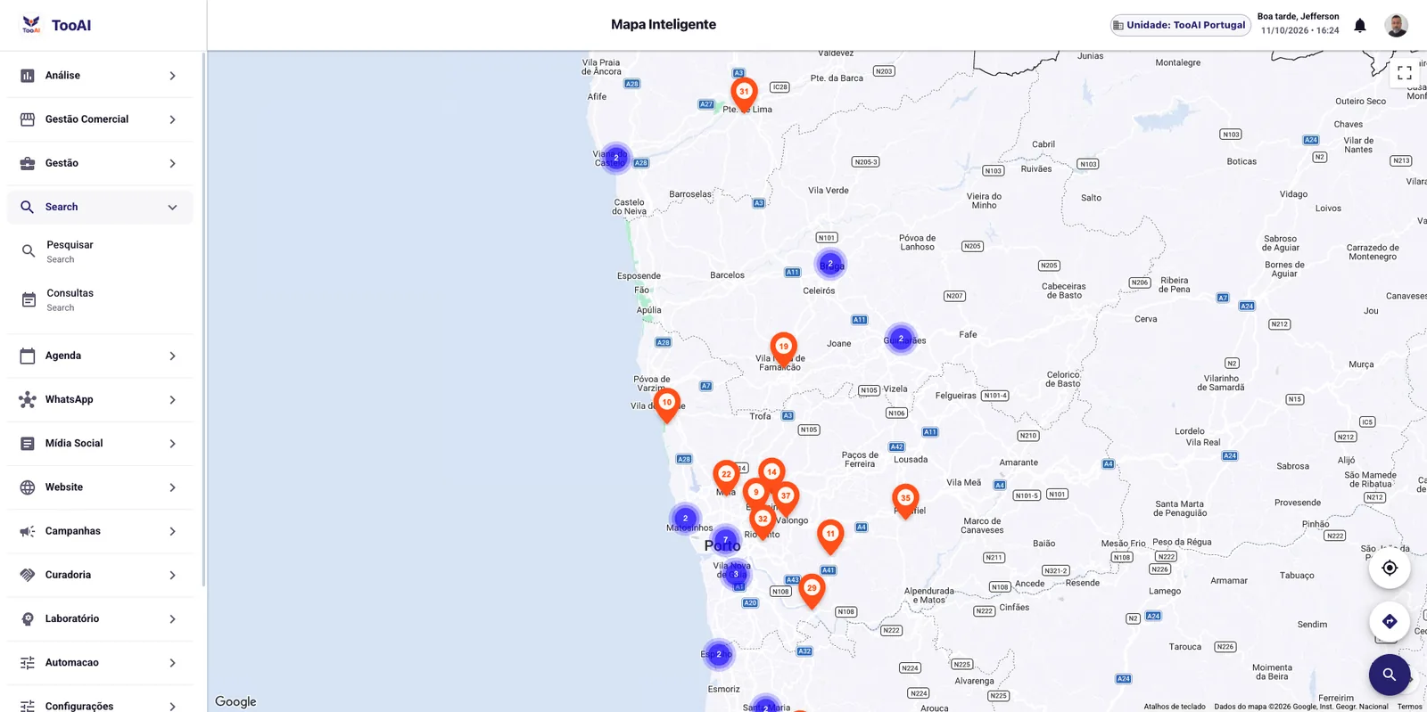 Mapa inteligente da TooAI